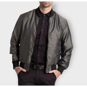 WRK Men’s Jacquard Reversible Bomber Jacket Olive Size Small